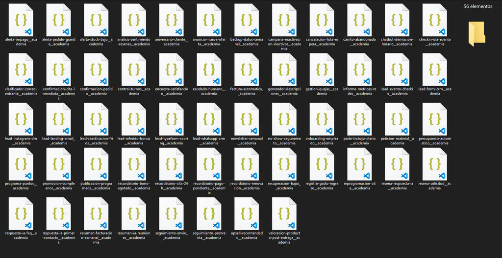 Captura real de los workflows incluidos en este pack