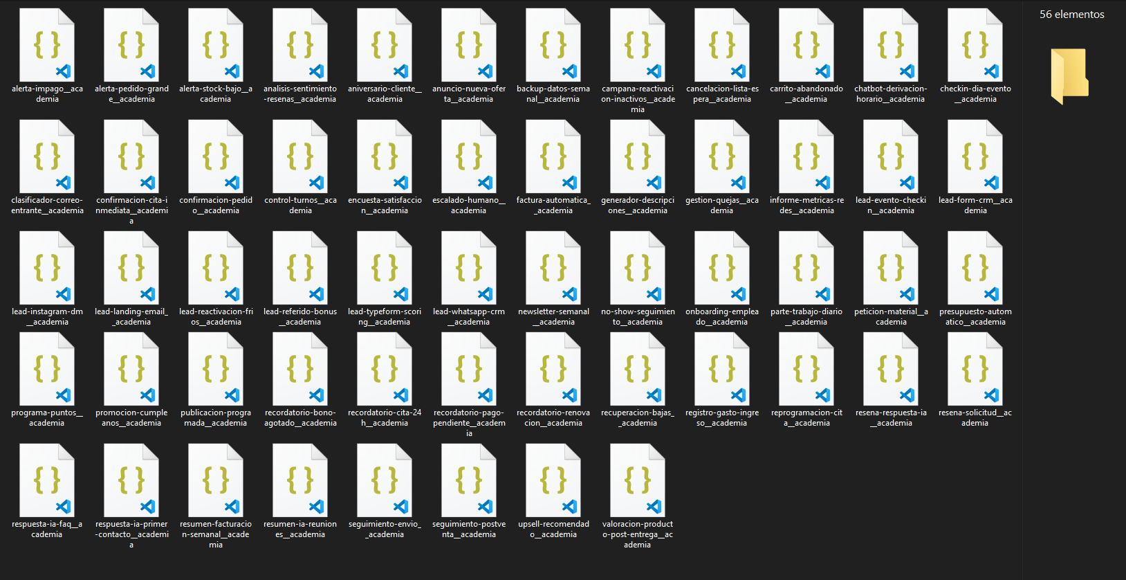 Captura real de los workflows incluidos en este pack