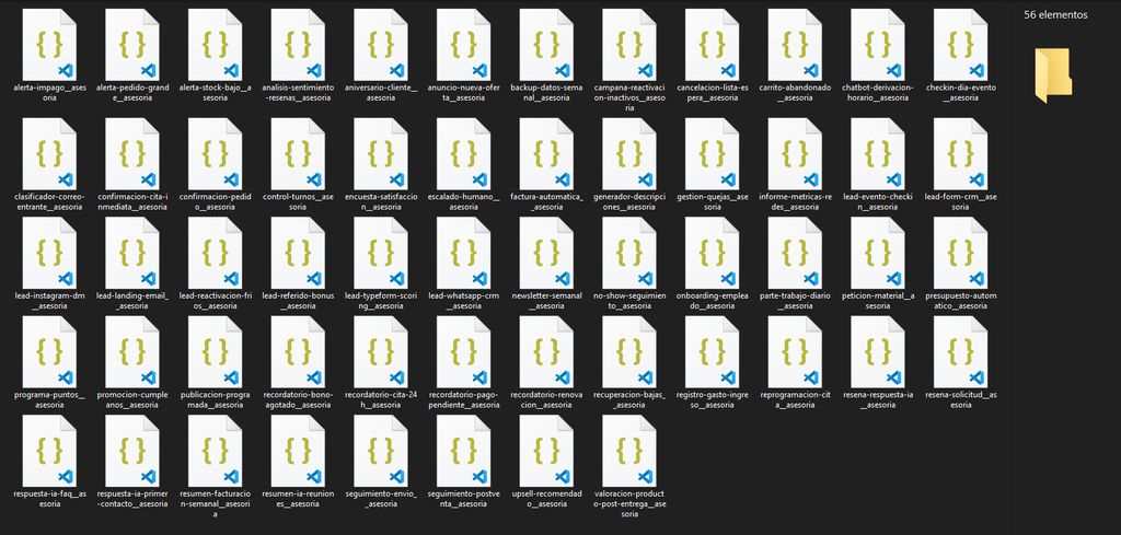 Captura real de los workflows incluidos en este pack
