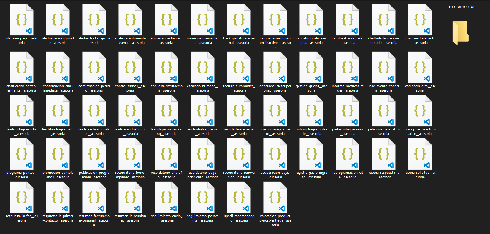 Captura real de los workflows incluidos en este pack