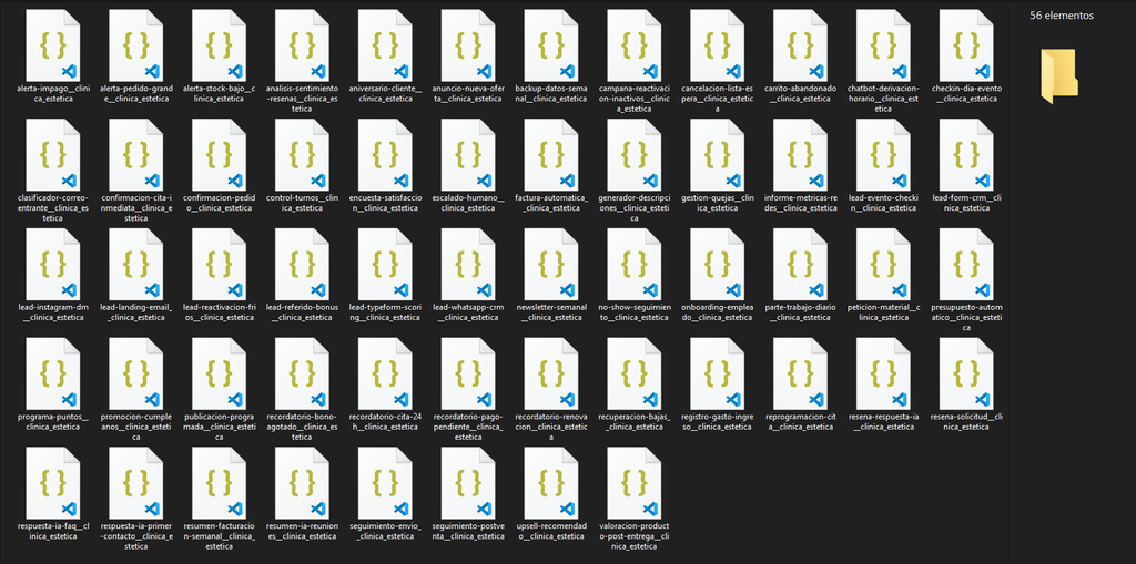 Captura real de los workflows incluidos en este pack