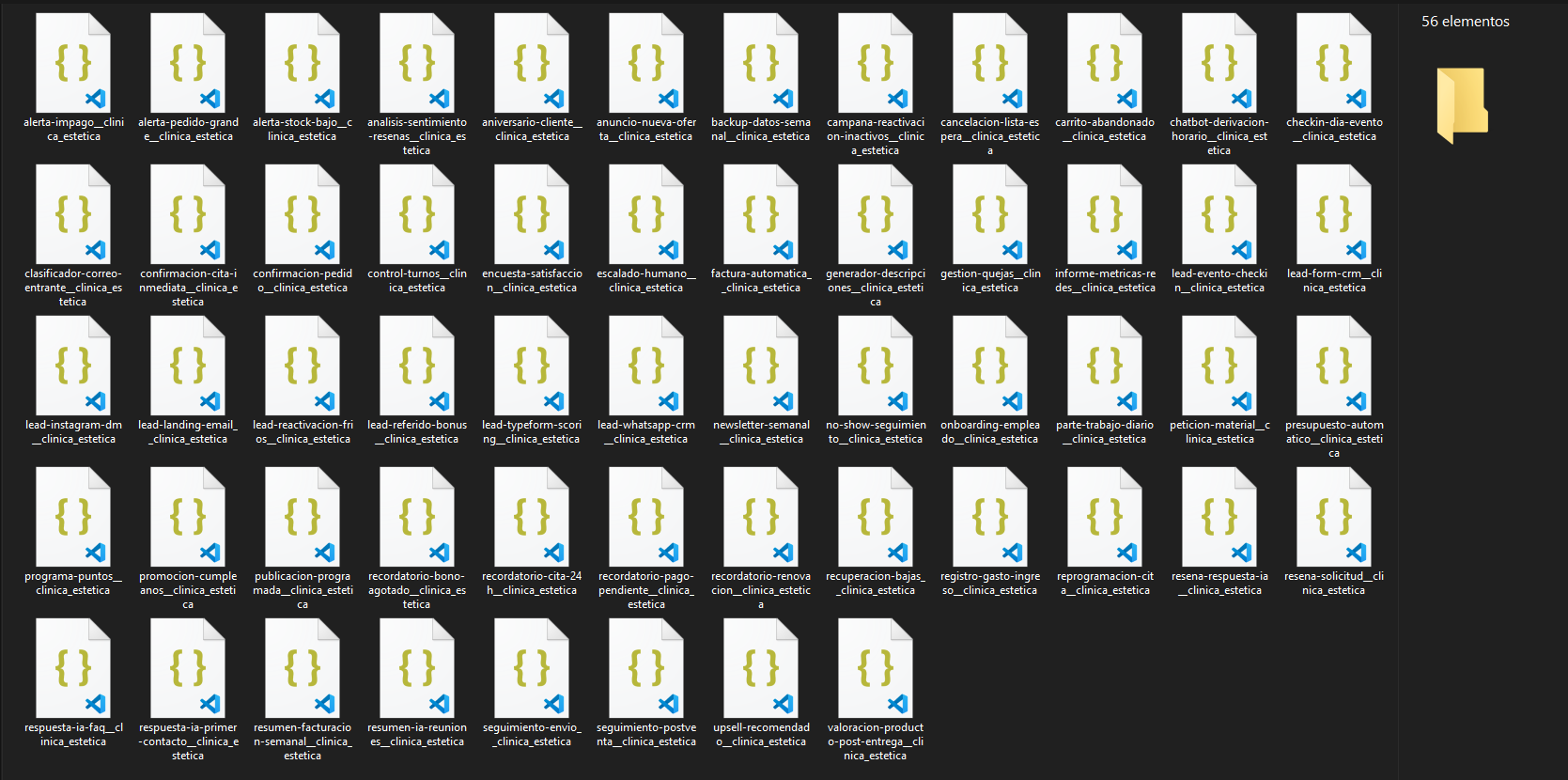 Captura real de los workflows incluidos en este pack