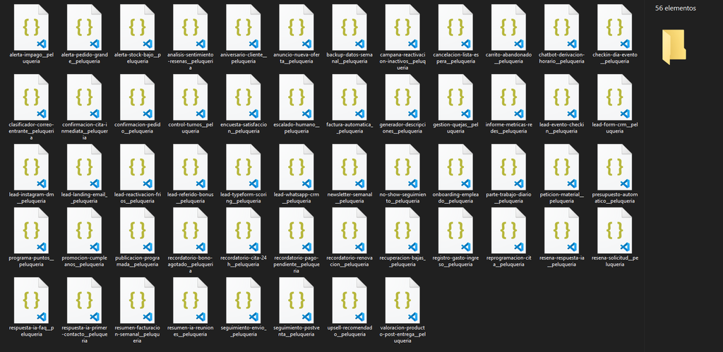 Captura real de los workflows incluidos en este pack