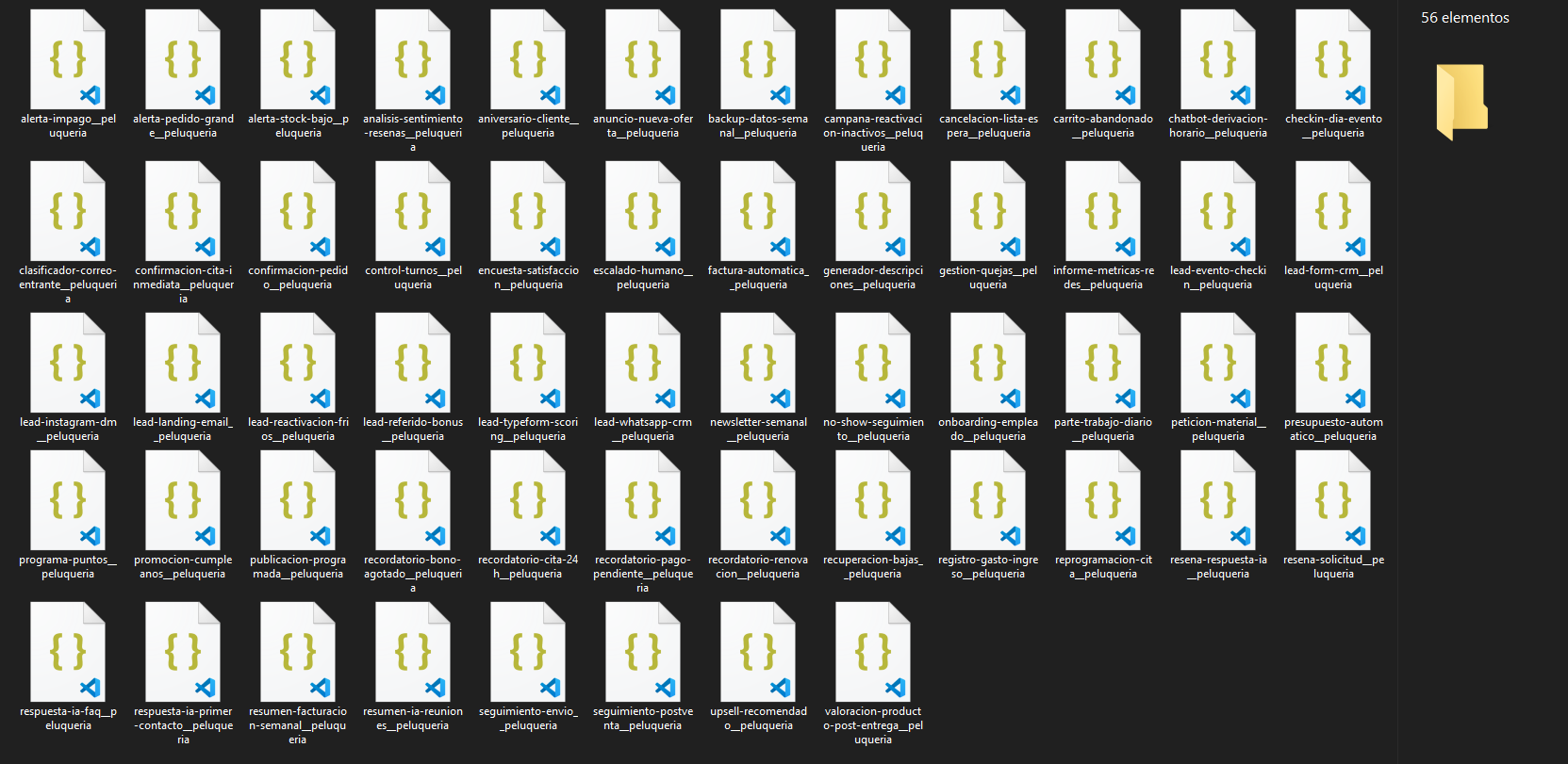 Captura real de los workflows incluidos en este pack