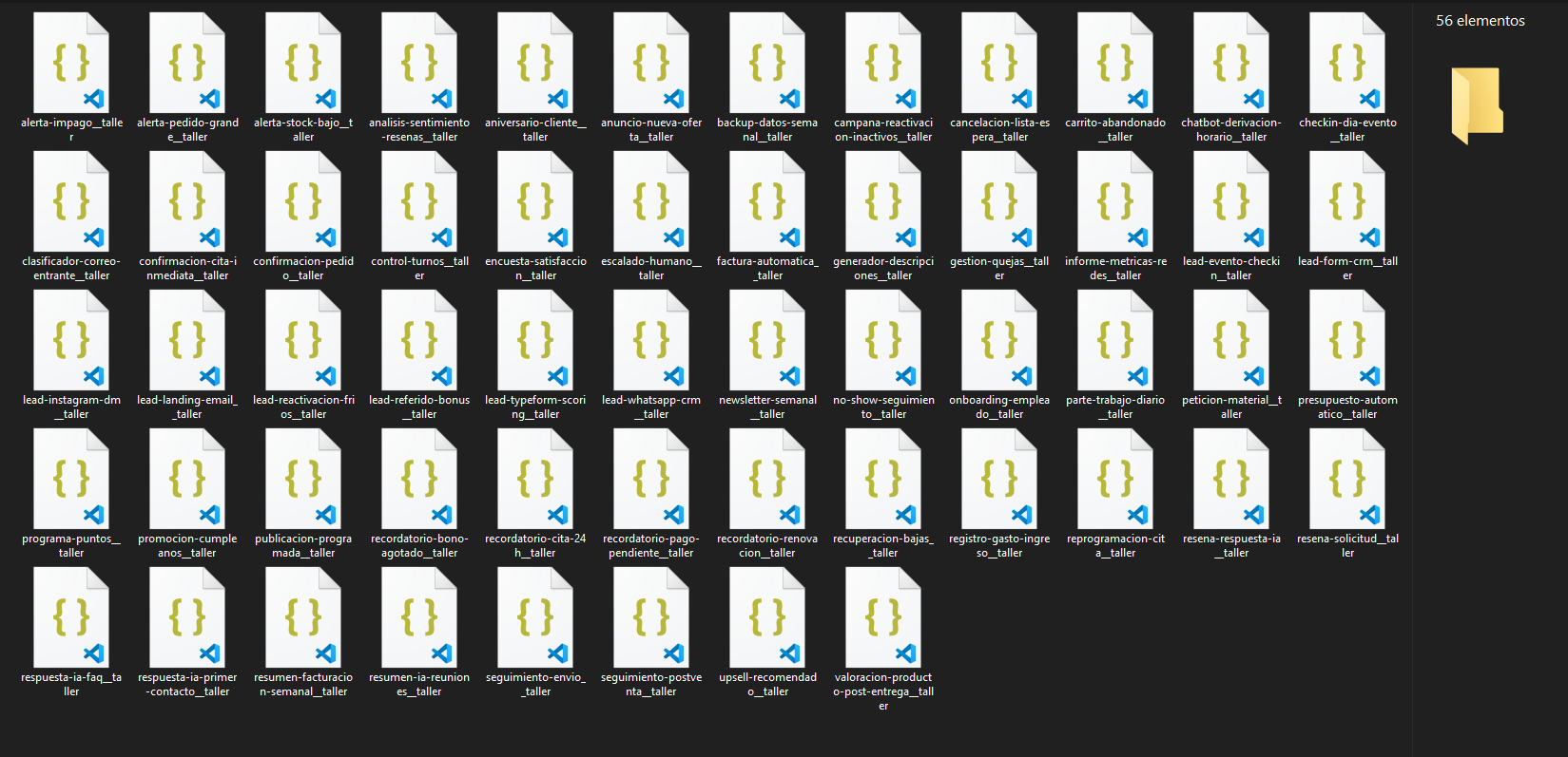 Captura real de los workflows incluidos en este pack